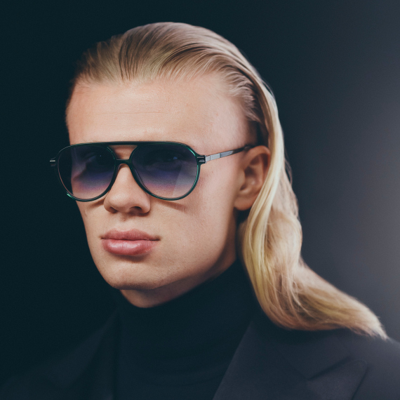 Erling Haaland in sports glasses