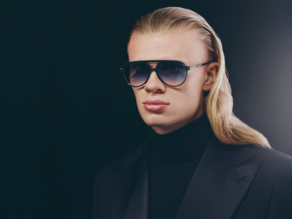 Erling Haaland in sports glasses